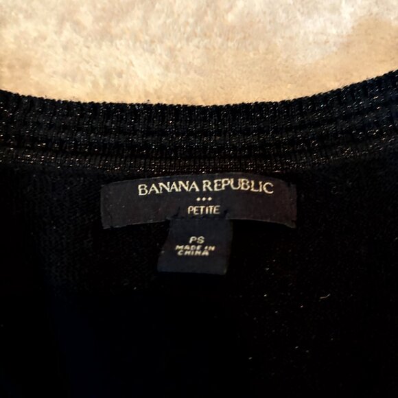 Banana Republic Petite PS Black Shimmer Button-Front Cardigan Sweater - Picture 4 of 8